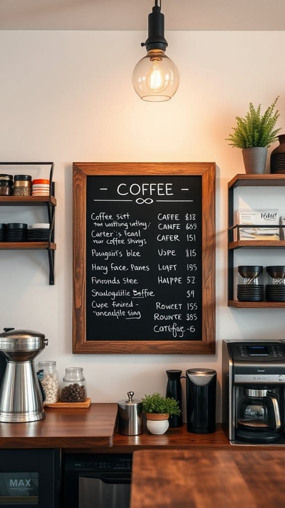 19 Brilliant DIY Coffee Bar Ideas That Will Transform Your Home 9 chalkboard enhances cozy charm