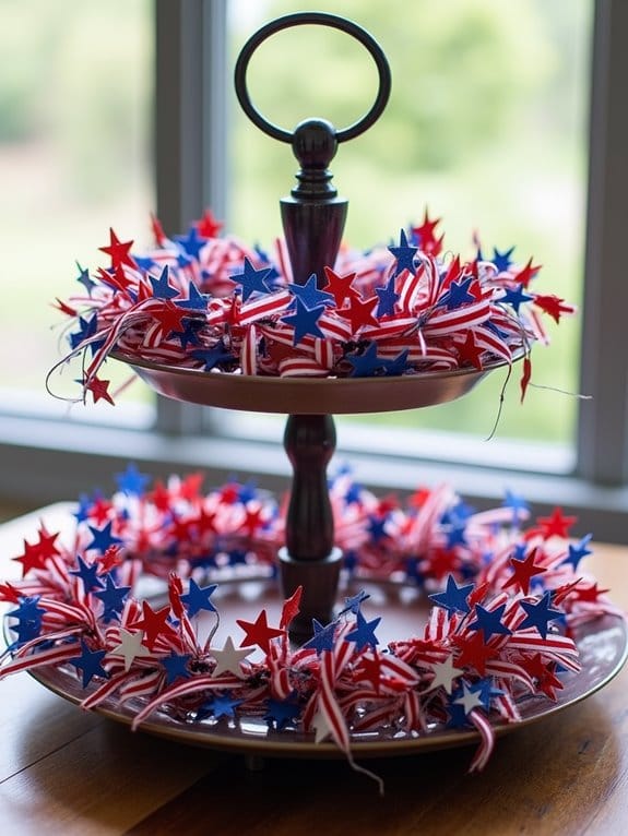 15 Creative 4th Of July Tiered Tray Decor Ideas 2 colorful patriotic flag garland