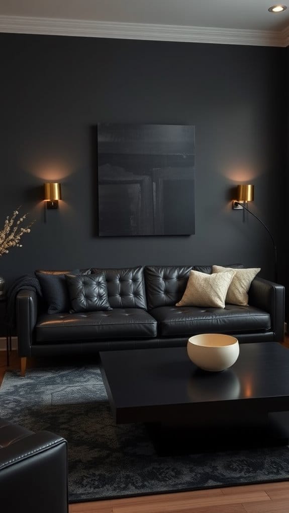 22 Dark and Moody Living Room Ideas You’ll Fall in Love With 19 contrast with luminous accents