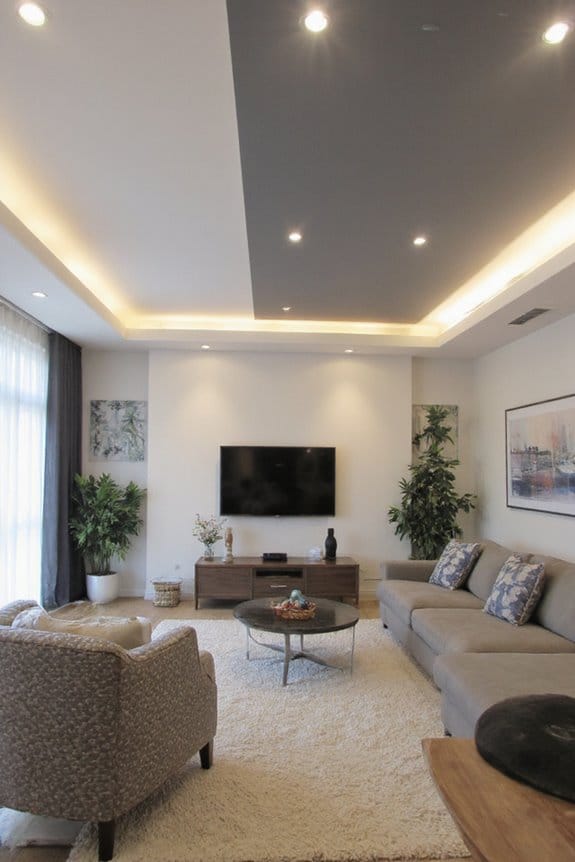 15 Beautiful Gypsum False Ceiling Designs to Elevate Your Space 11 contrasting colors elevate ceilings