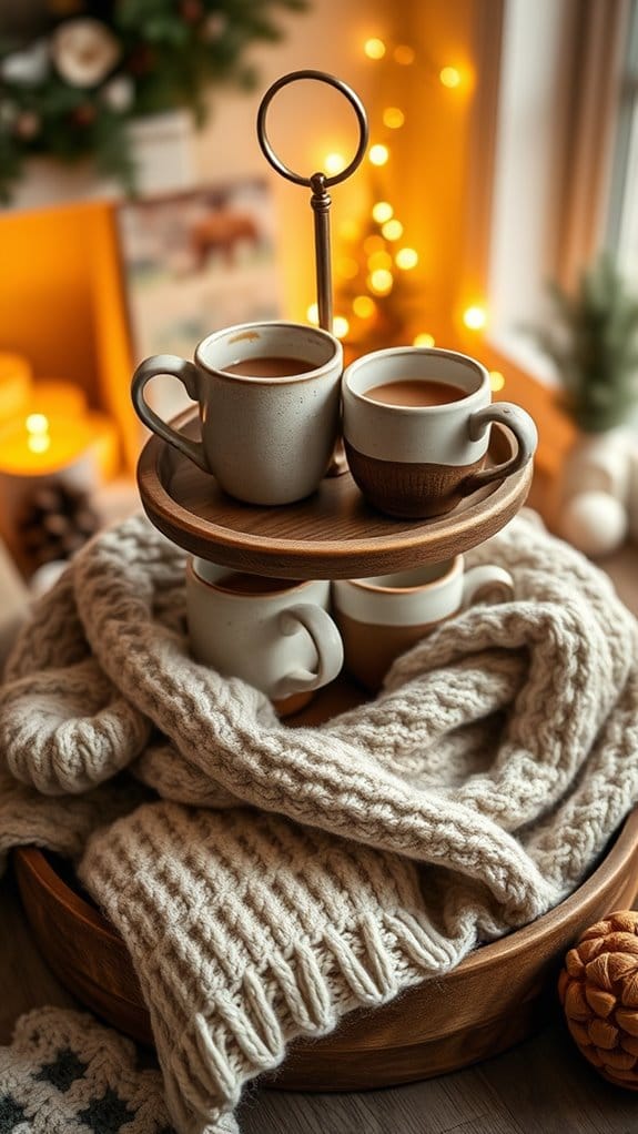 24 Unique Tiered Tray Decor Ideas Anyone Can Recreate 10 cozy mug and blanket
