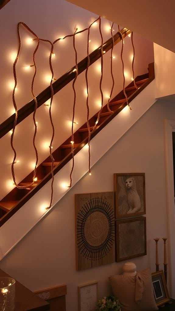 How to Style a Staircase Wall: 26 Inspiring Decor Ideas 16 cozy warm light ambiance