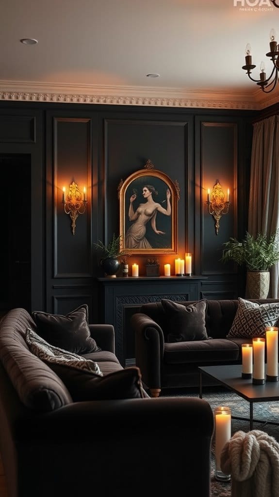 22 Dark and Moody Living Room Ideas You’ll Fall in Love With 8 create cozy ambient lighting