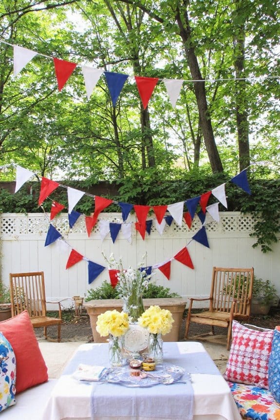 16 Easy Outdoor 4th of July Decor Ideas to Set the Scene 12 create patriotic flag banner