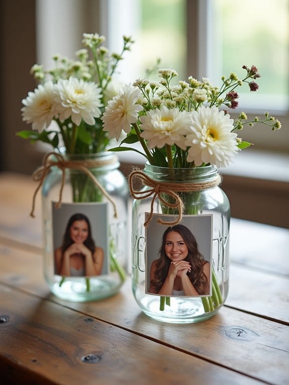 19 Creative Mason Jar Graduation Centerpieces You’ll Want to Recreate 4 custom rustic photo holders
