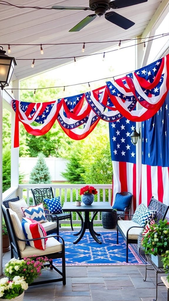 26 Patriotic Patio Decor Ideas Perfect for Memorial Day Through the Fourth of July 3 display flags with lights