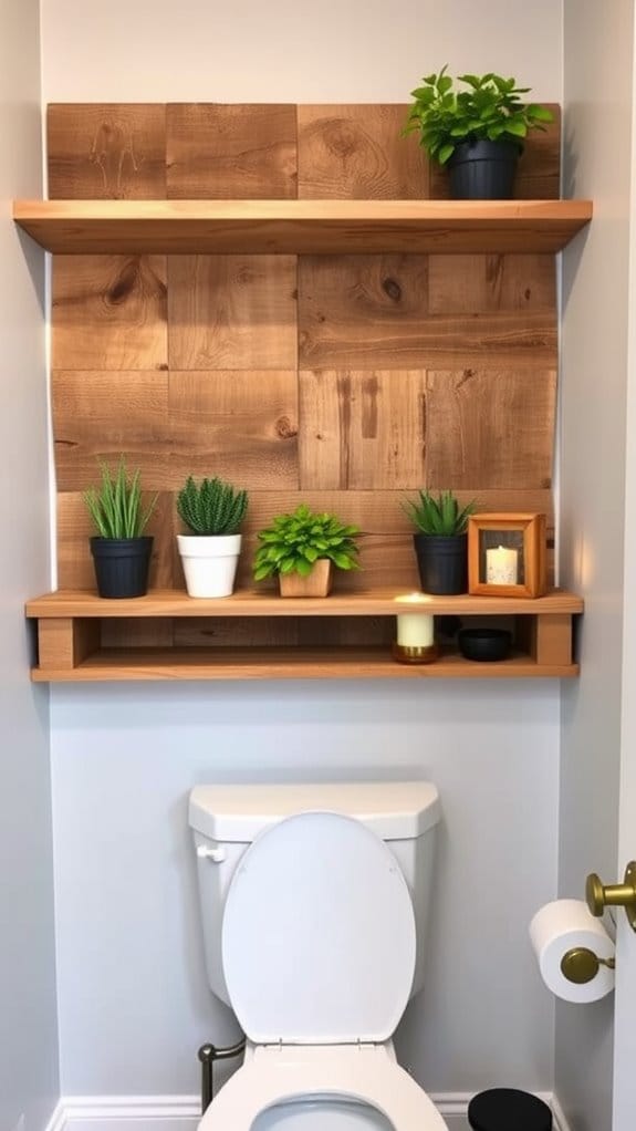 25 Gorgeous Above Toilet Decor Ideas You’ll Want to Steal 14 diy rustic wooden shelves