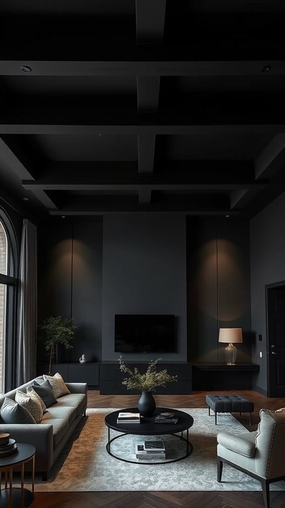 22 Dark and Moody Living Room Ideas You’ll Fall in Love With 14 dramatic dark ceiling finishes