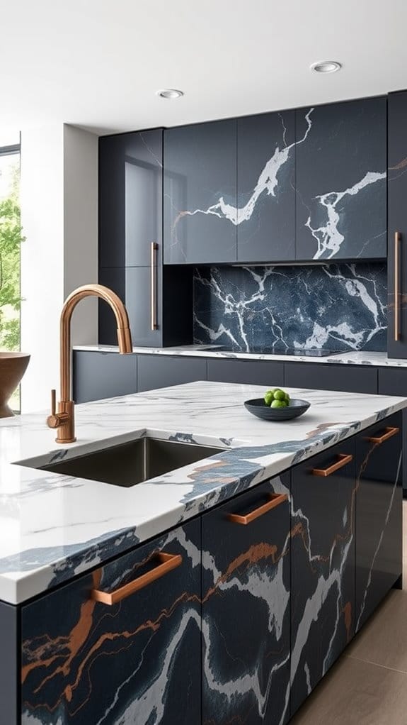 28 Stylish & Functional Kitchen Countertop Ideas to Try Now 14 dynamic color layering