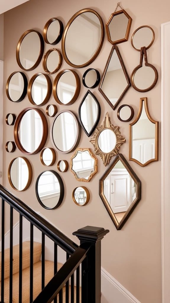 How to Style a Staircase Wall: 26 Inspiring Decor Ideas 10 eclectic mirror arrangement style