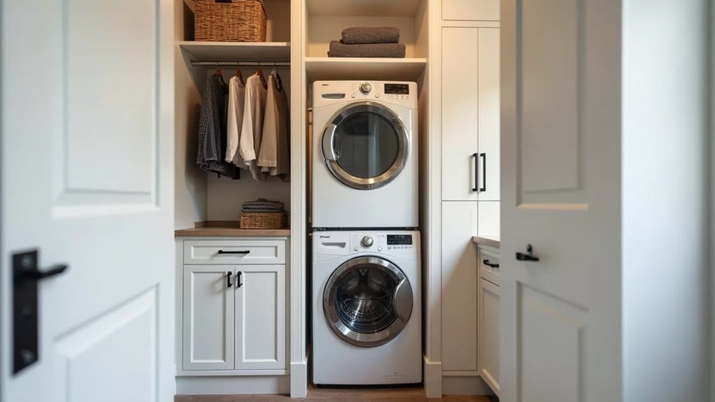 16 Smart Stacked Washer and Dryer Laundry Room Ideas That Maximize Space 14 efficient closet laundry solution