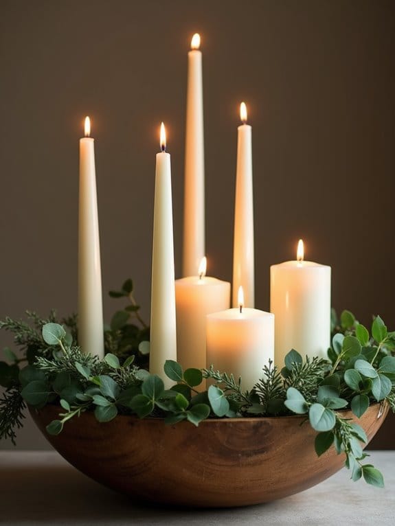 20 Simple Yet Stunning Dough Bowl Centerpiece Ideas to Try 19 elegant greenery candle arrangement