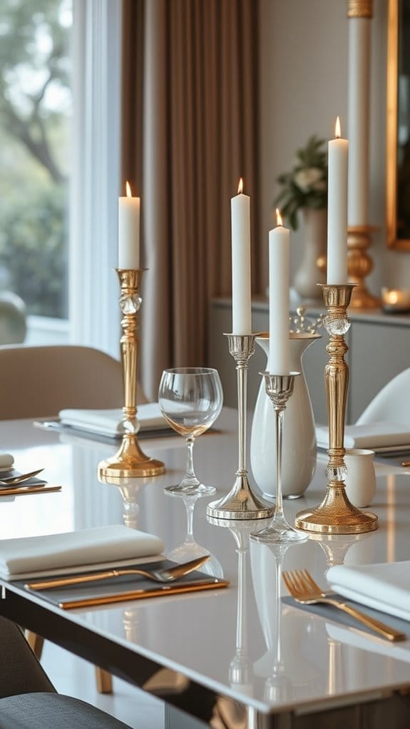 15 Effortless Dining Table Centerpiece Ideas That Impress 8 elegant metallic table accents