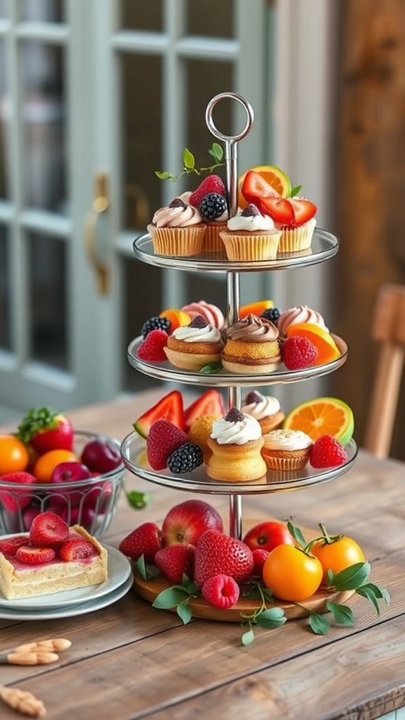 15 Effortless Dining Table Centerpiece Ideas That Impress 13 elegant pastry and fruit display
