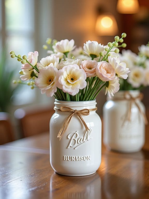 19 Creative Mason Jar Graduation Centerpieces You’ll Want to Recreate 12 elegant white gold mason jars