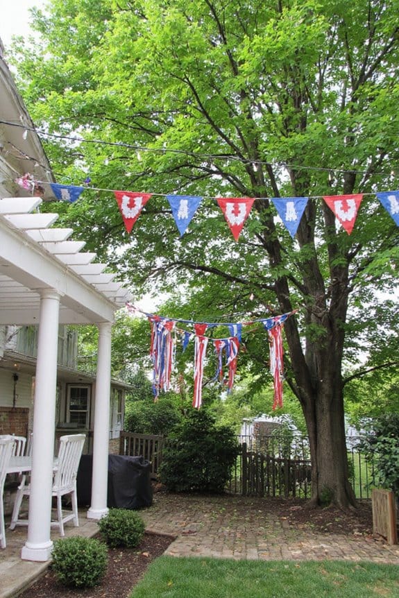 16 Easy Outdoor 4th of July Decor Ideas to Set the Scene 2 festive banners and streamers