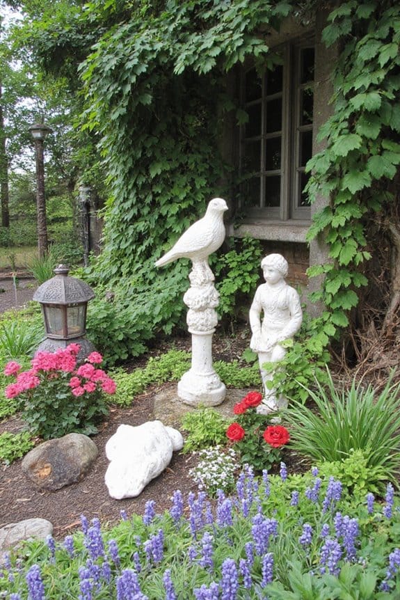 15 Enchanting Cottage Garden Ideas for a Dreamy Backyard Retreat 15 garden charm with sculptures