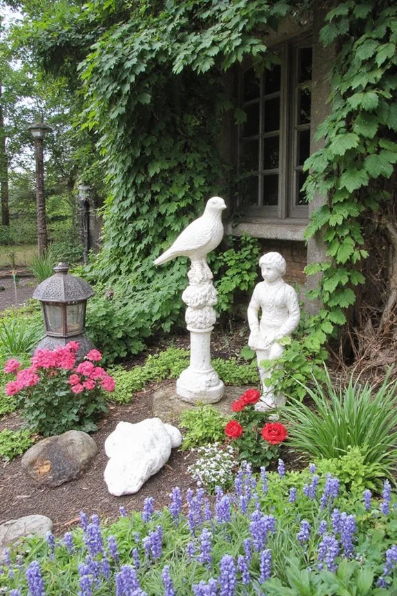 15 Enchanting Cottage Garden Ideas for a Dreamy Backyard Retreat 15 garden charm with sculptures