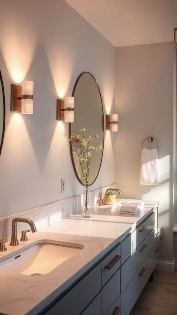 22 Neutral Bathroom Decor Ideas You’ll Want to Copy ASAP 10 gentle layered bathroom illumination