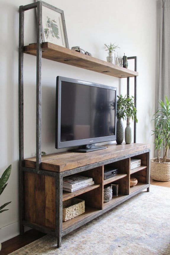 20 Modern TV Unit Designs for the Ultimate Entertainment Setup 8 industrial rustic modern blend
