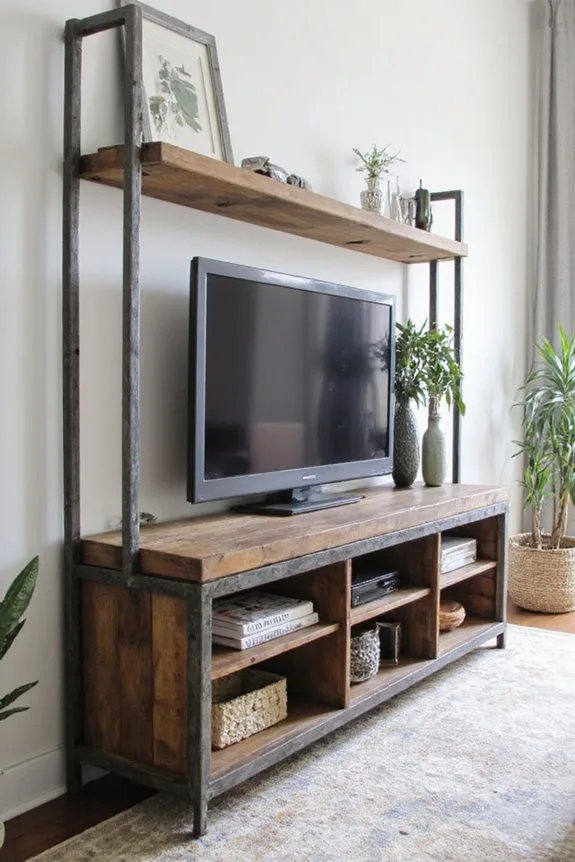 20 Modern TV Unit Designs for the Ultimate Entertainment Setup 8 industrial rustic modern blend