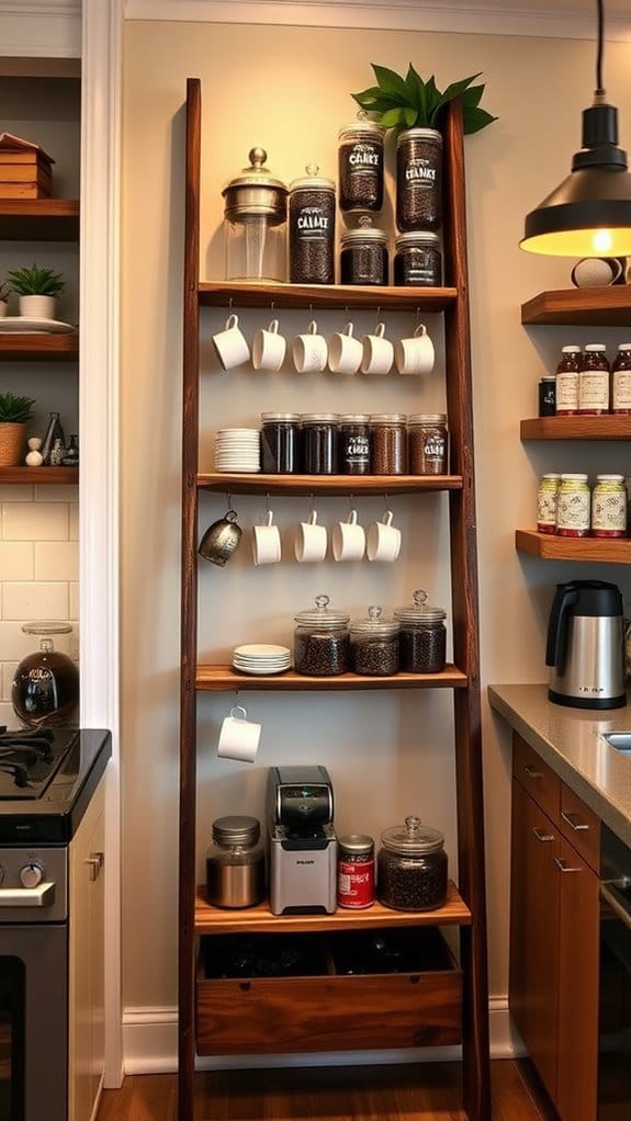 19 Brilliant DIY Coffee Bar Ideas That Will Transform Your Home 4 ladder coffee organizer charm