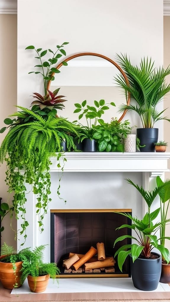 15 Stunning Above Fireplace Decor Ideas That Pop 6 layered greenery enhances fireplace ambiance