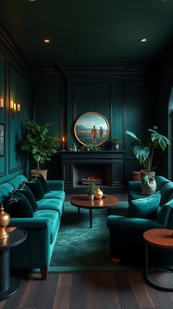 22 Dark and Moody Living Room Ideas You’ll Fall in Love With 4 lush green moody atmosphere