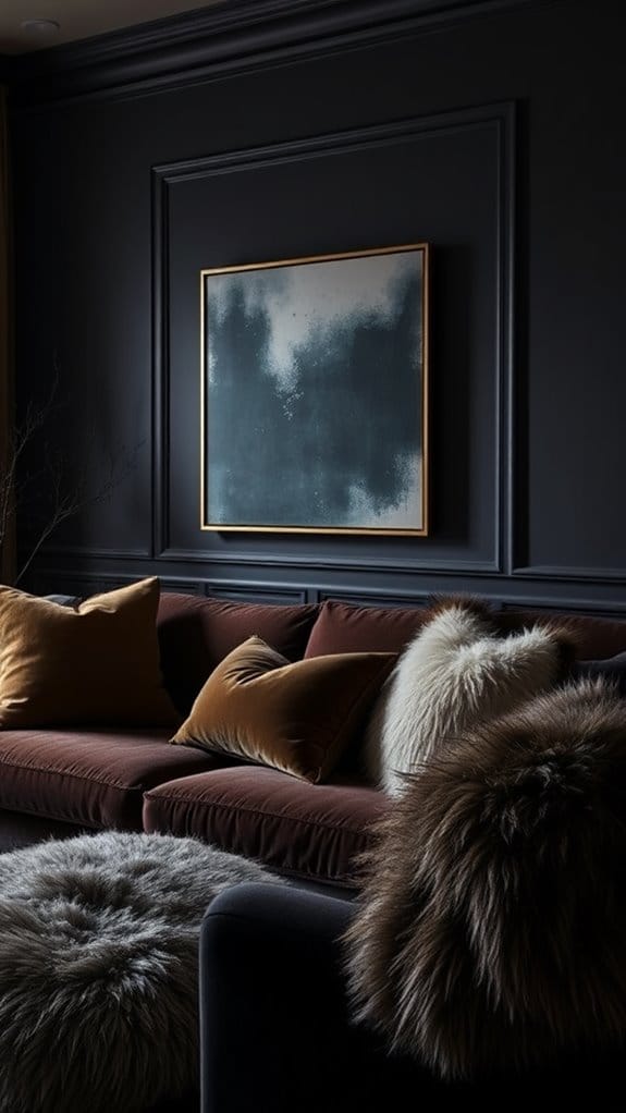 22 Dark and Moody Living Room Ideas You’ll Fall in Love With 7 luxurious textured cozy retreat