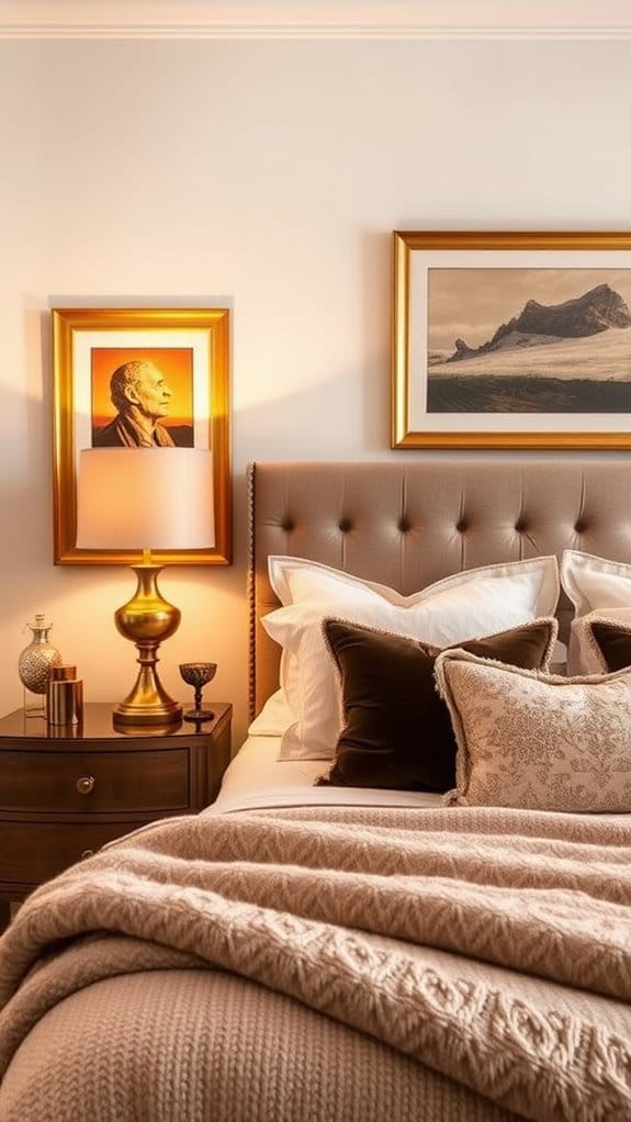 23 Warm and Cozy Bedroom Ideas for the Ultimate Retreat 21 metallic accents elevate bedroom decor