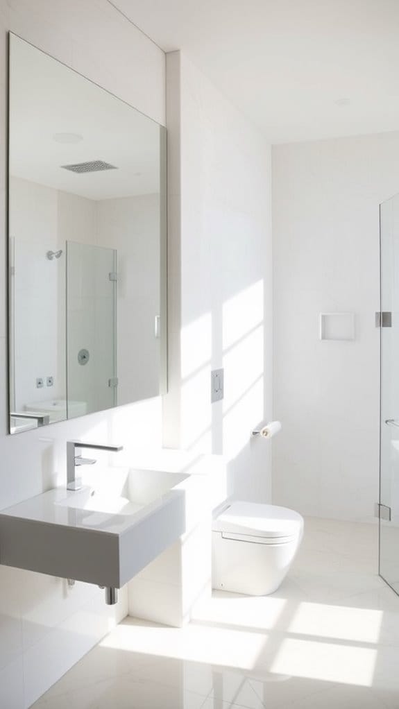 22 Neutral Bathroom Decor Ideas You’ll Want to Copy ASAP 8 minimalist light enhancing mirror