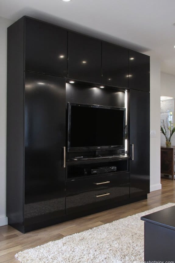 20 Modern TV Unit Designs for the Ultimate Entertainment Setup 7 modern glossy reflective elegance