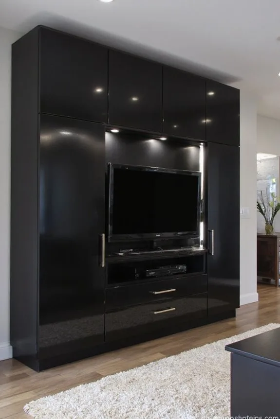 20 Modern TV Unit Designs for the Ultimate Entertainment Setup 7 modern glossy reflective elegance