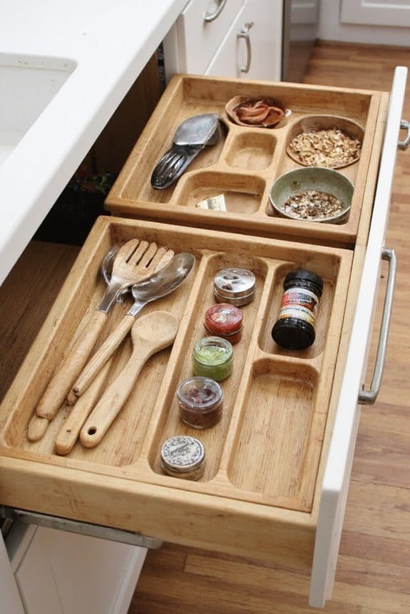 17 Aesthetic Kitchen Drawer Organization Ideas You Need to Try 6 natural bamboo organization solution