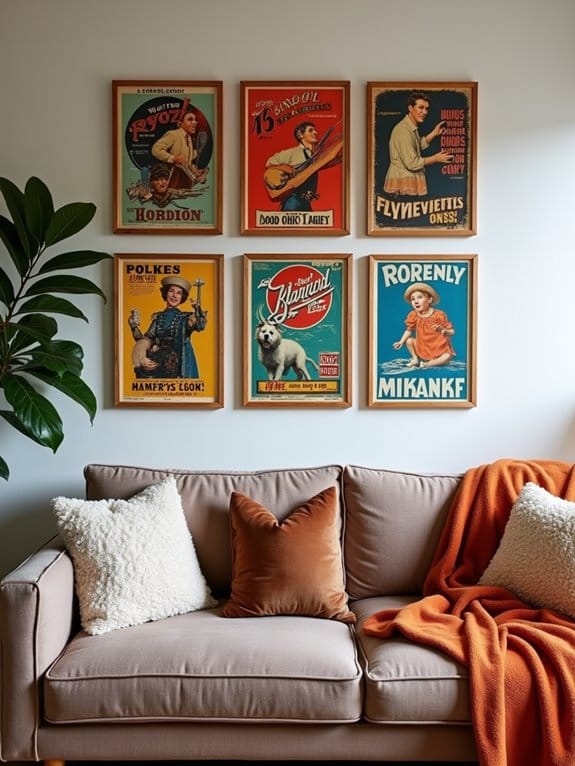18 Eye-Catching Wall Decor Ideas to Style Above Your Couch 11 nostalgic colorful wall art