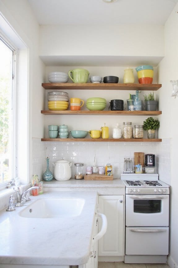 20 Small Kitchen Ideas That Deliver Big Style 5 open shelving for space