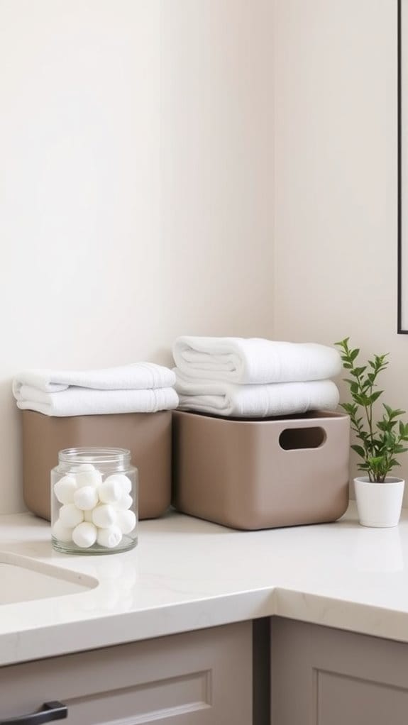 22 Neutral Bathroom Decor Ideas You’ll Want to Copy ASAP 17 organized clutter free bathroom surfaces