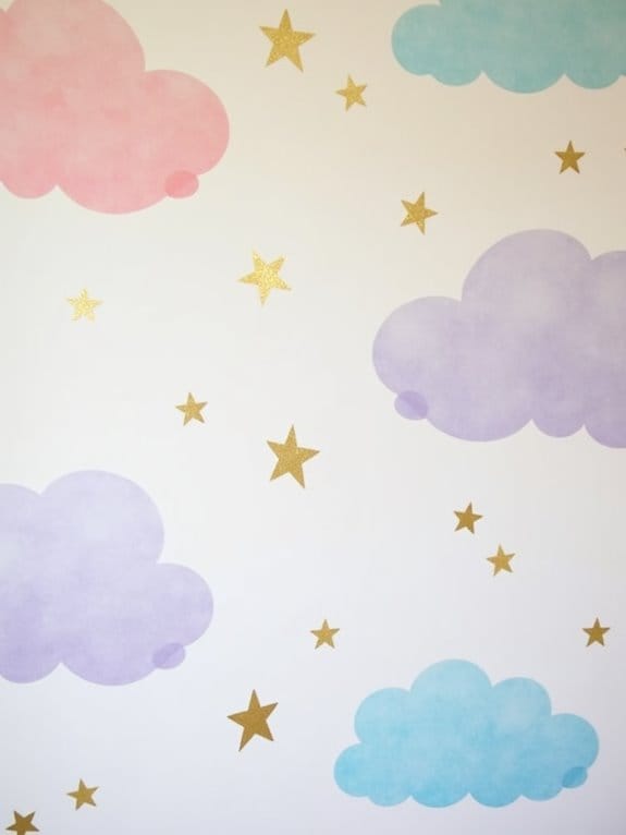 15 Adorable Nursery Wallpaper Ideas for a Dreamy Look 2 pastel clouds and stars
