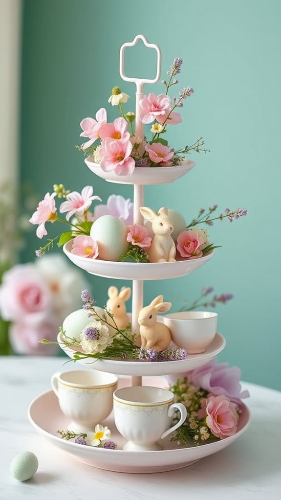 24 Unique Tiered Tray Decor Ideas Anyone Can Recreate 13 pastel easter spring decor