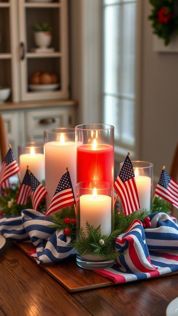 26 Patriotic Patio Decor Ideas Perfect for Memorial Day Through the Fourth of July 16 patriotic candle centerpiece decor