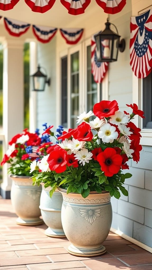 26 Patriotic Patio Decor Ideas Perfect for Memorial Day Through the Fourth of July 15 patriotic flower planter decor