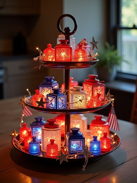 15 Creative 4th Of July Tiered Tray Decor Ideas 15 patriotic lights and lanterns