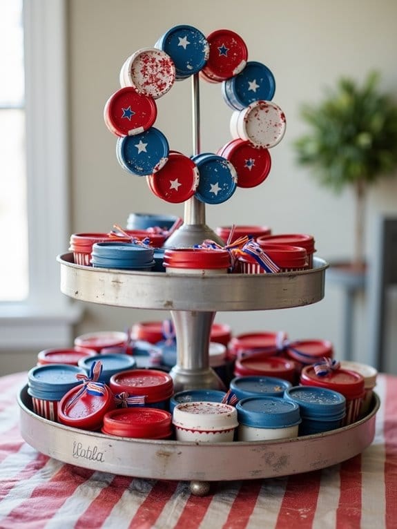 15 Creative 4th Of July Tiered Tray Decor Ideas 8 patriotic mason jar wreaths