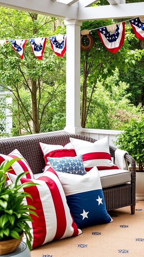 26 Patriotic Patio Decor Ideas Perfect for Memorial Day Through the Fourth of July 7 patriotic outdoor cushion accents