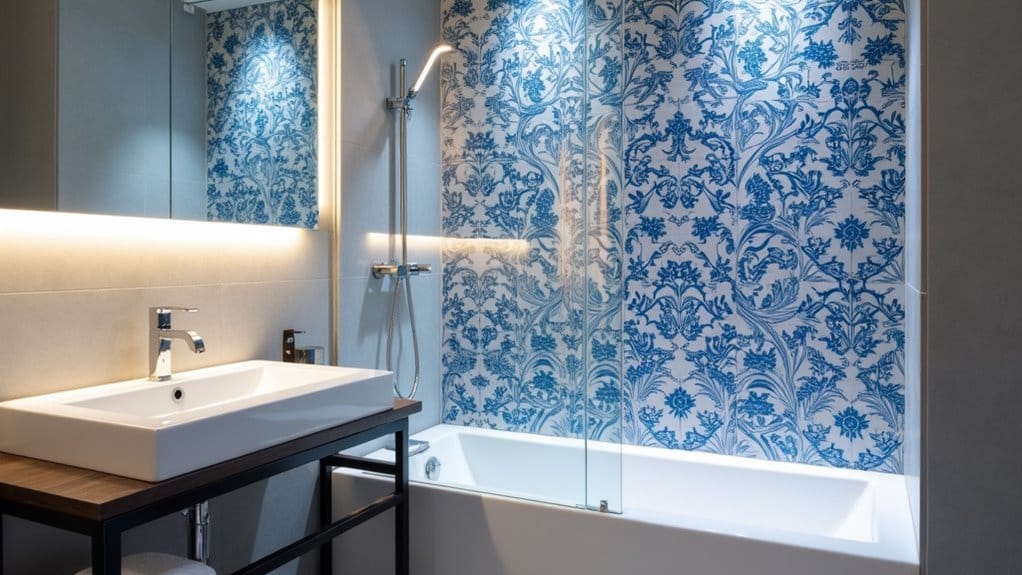 20 Stunning Bathroom Paint Colors and Wall Ideas You'll Love 12 patterned tiles create focal points