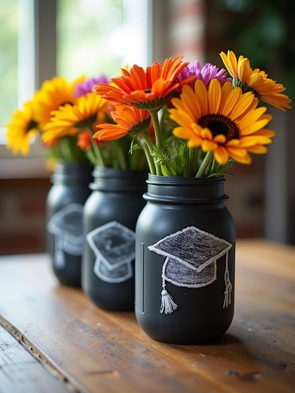 19 Creative Mason Jar Graduation Centerpieces You’ll Want to Recreate 20 personalized chalk art mason jars