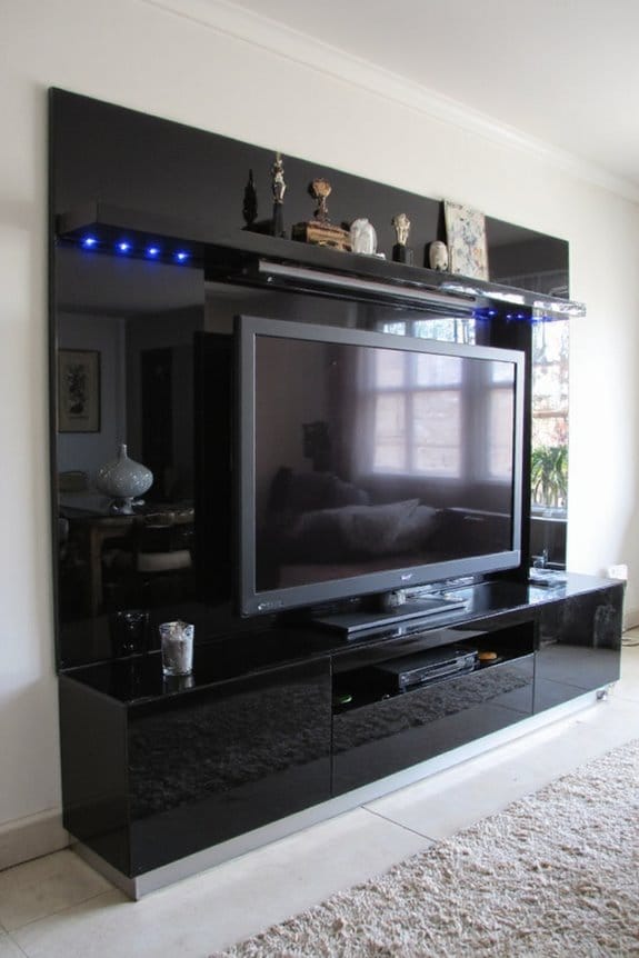 20 Modern TV Unit Designs for the Ultimate Entertainment Setup 12 reflective surfaces enhance space