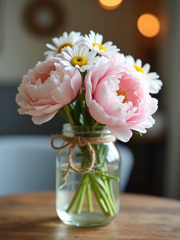 19 Creative Mason Jar Graduation Centerpieces You’ll Want to Recreate 2 rustic charm with flowers
