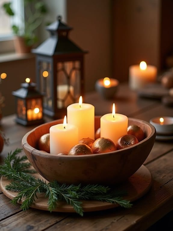 20 Simple Yet Stunning Dough Bowl Centerpiece Ideas to Try 3 rustic charm with glowing accents