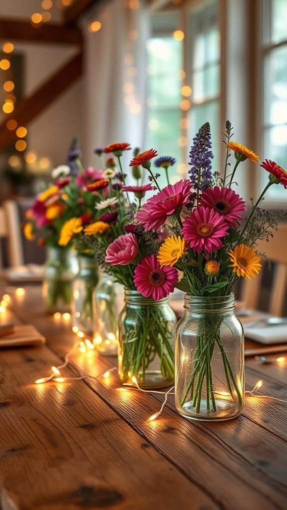 15 Effortless Dining Table Centerpiece Ideas That Impress 4 rustic fairy light centerpieces